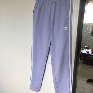 Adidas Lavender Track Pants with Side Stripes
